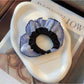 Gifty - Blue Plaid Polka Dot Fabric Scrunchie