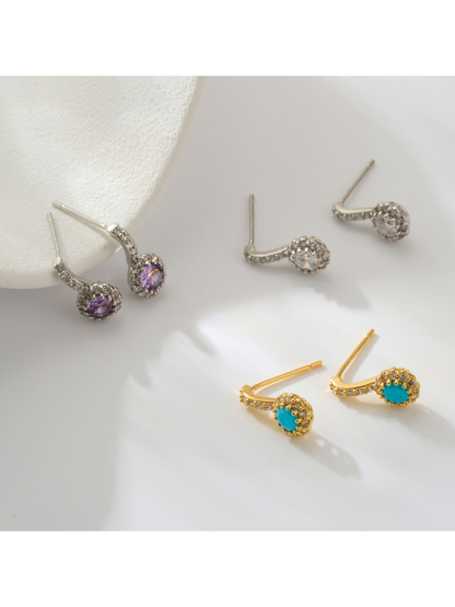 Earedge - Round Geometric Plated Stud Earrings