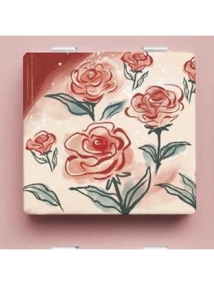 Mirroray - Floral Print Square Compact Mirror