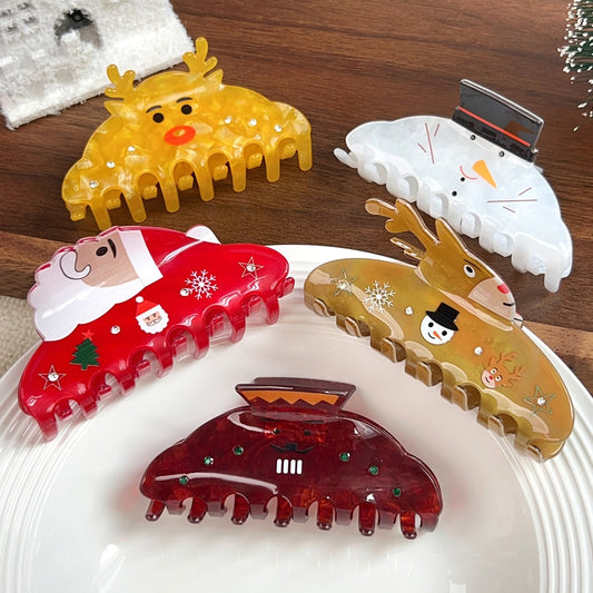 Beau - Glossy Christmas Style Snowman Claw Clip