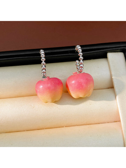Earedge - Cute Fruit Inspired Apple Shape Stud Earrings