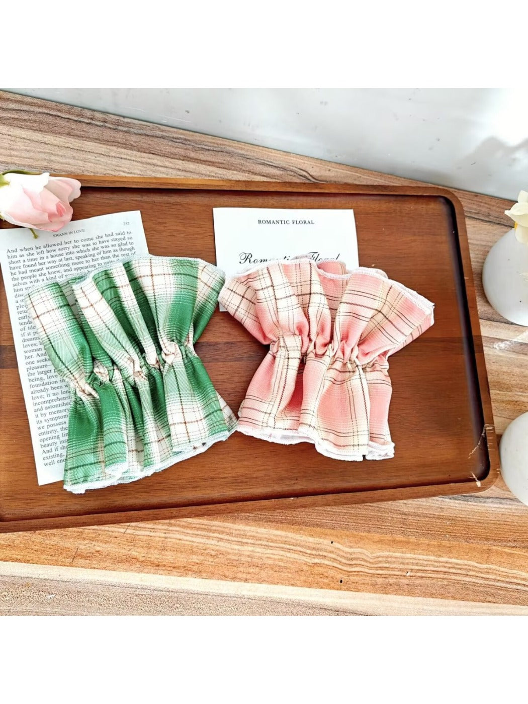 Gifty - Plaid Polyester Fabric High Elastic Scrunchie