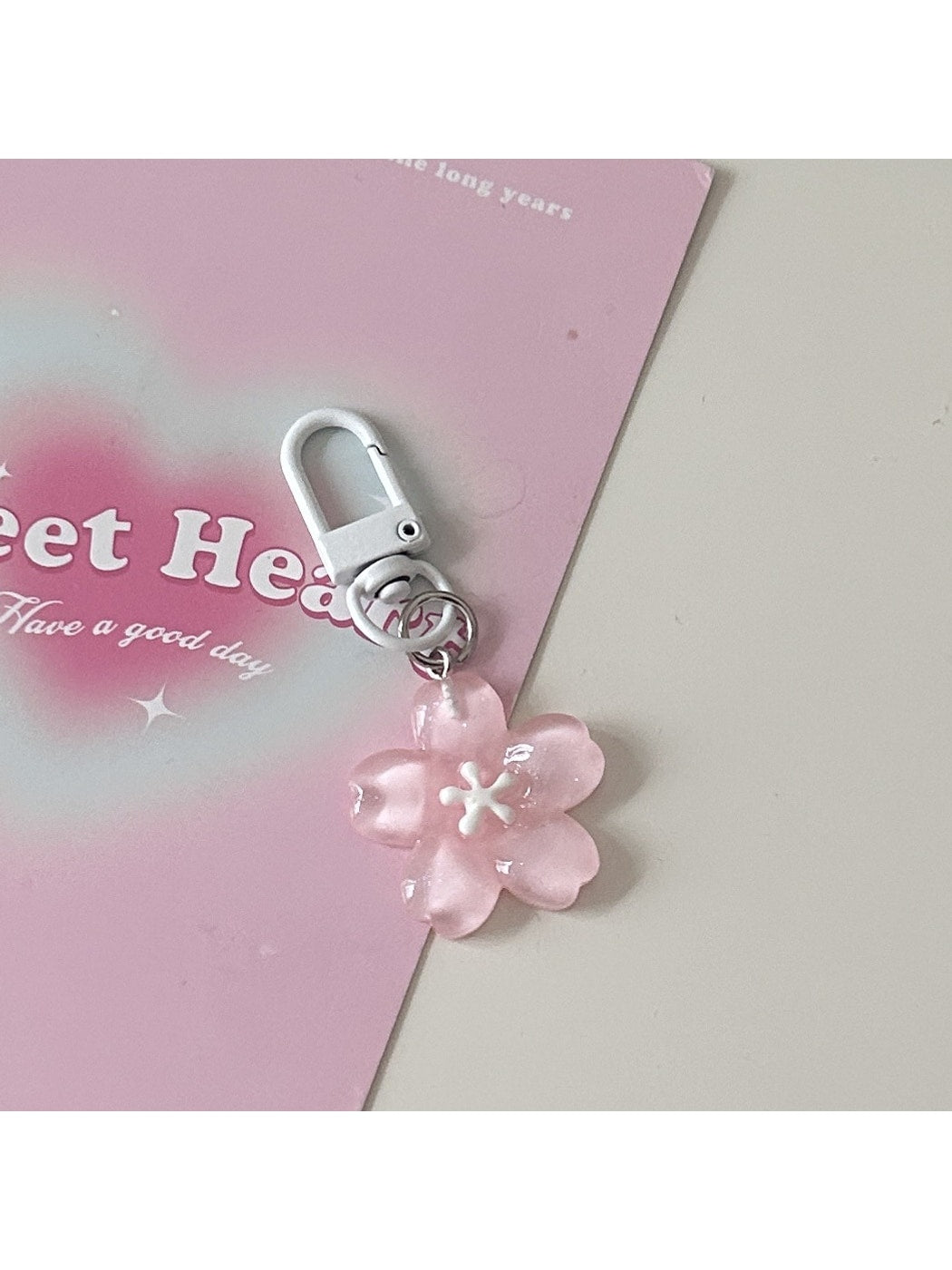 Keypus - Translucent Sakura Flower Ring Clasp Keychain