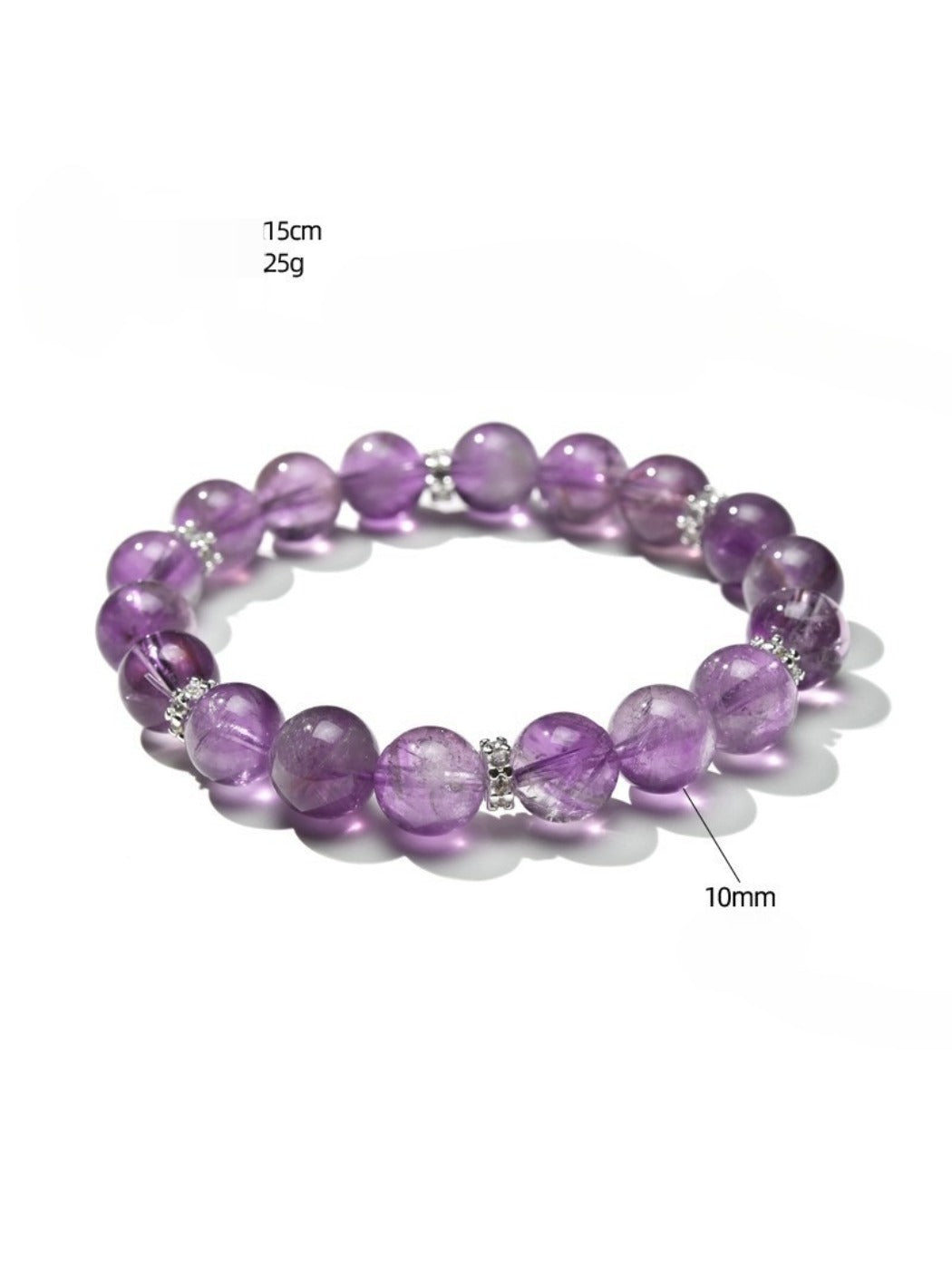 Lovra elegant purple crystal beaded bracelet next to a small decorative box