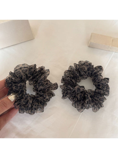 Gifty - Leopard Print Mesh Round Detail Hair Tie