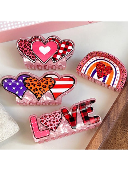 Beau - Valentine's Day Pink Heart  Hair Clips