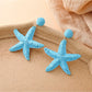 Close-up of textured starfish design on drop earring