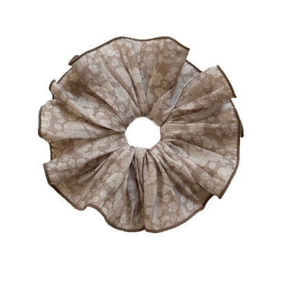 Gifty - Rose Print Layered Ruffle Fabric Hair Scrunchie