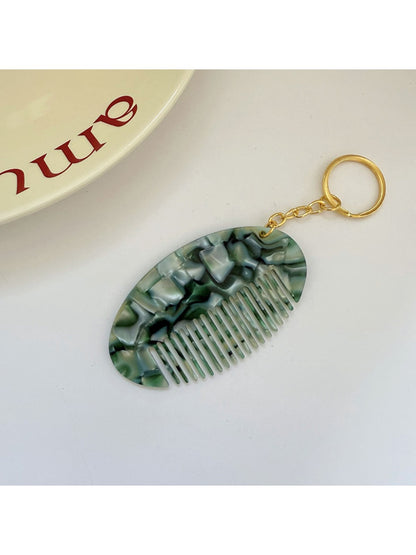 Keypus - Oval Leopard Print Comb Keychain