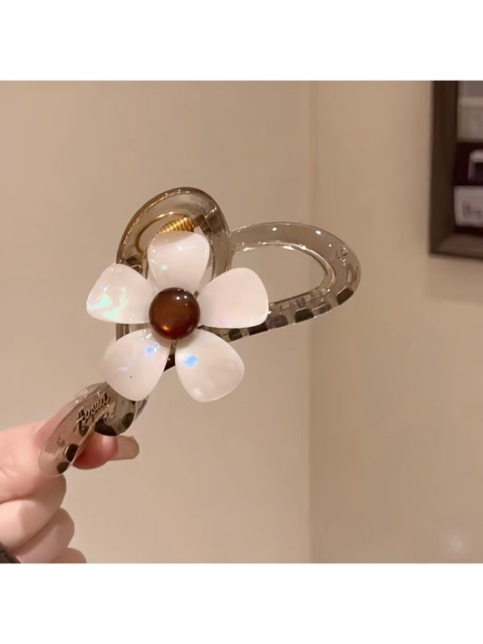 Beau - Glossy PVC Flower Detail Hair Claw Clip