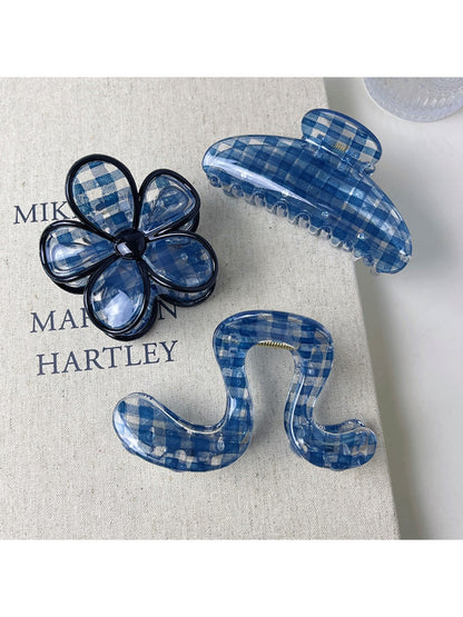 Beau - Blue Plaid Claw Clip