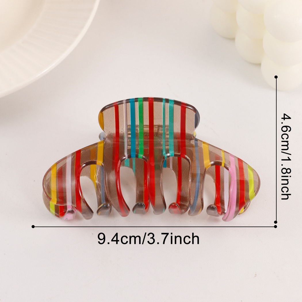 Beau - Rainbow Stripe Printed Claw Clip