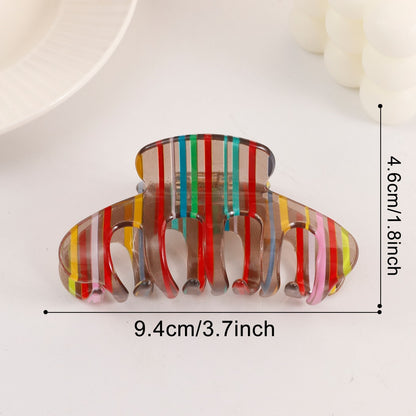 Beau - Rainbow Stripe Printed Claw Clip