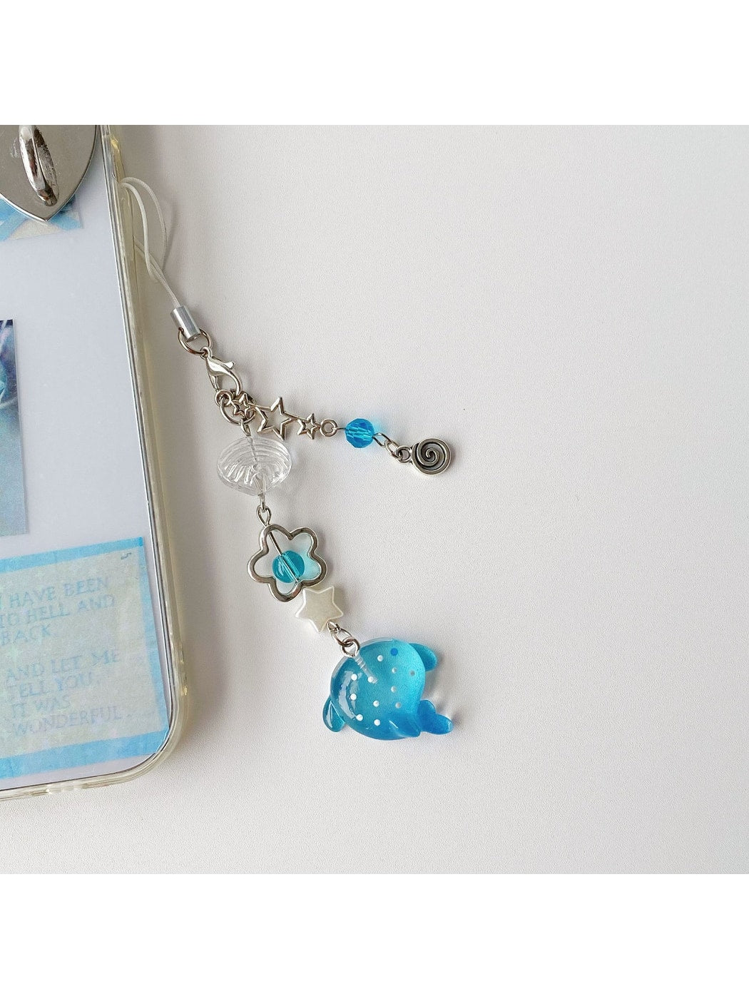 Keypus - Cute Beaded Polka Dot Shark Phone Charm