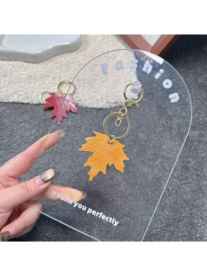 Keypus - Minimal Maple Leaf Bag Charm Alloy Keychain