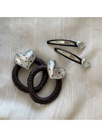 Beau - Polka Dot Heart Alloy Hair Clip