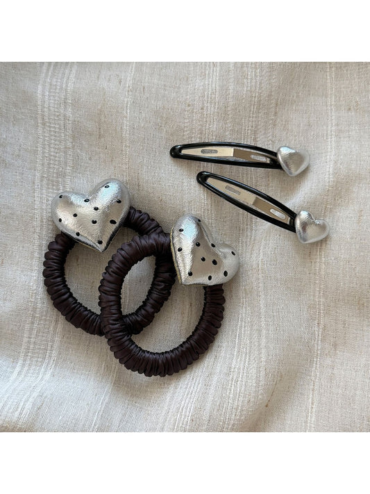 Beau - Polka Dot Heart Alloy Hair Clip