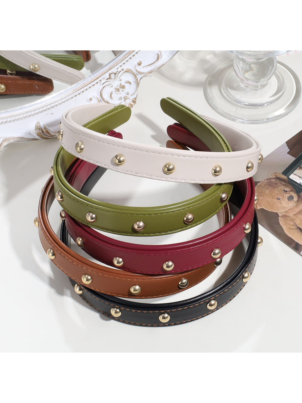 Gifty - PU Leather Studded Retro Style Headband