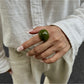 Lovra open cuff bracelet and ring styled together on a model's hand