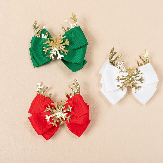 Beau - Christmas Bow Deer Antler Hair Clip