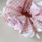 Gifty - Ruffled Gingham Ribbon Bow Hair Scrunchie