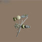 Beau vintage flower bow hair clip with pink and white floral pattern on fabric