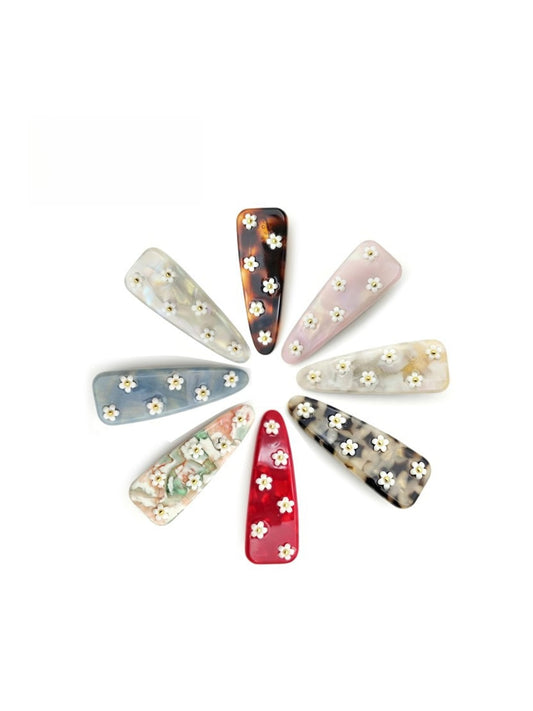 Beau - Floral Acetate Triangular Side Hair Clip