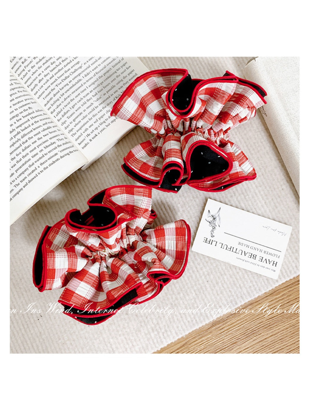 Gifty - Plaid Flower Multi-layer Hair Circle