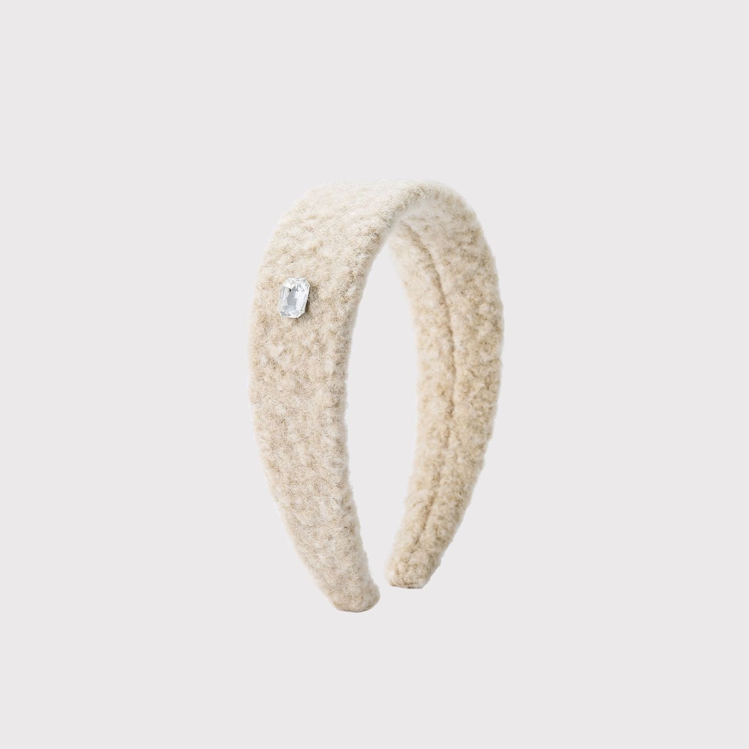 Gifty - Plush Rhinestone Detail Wide Headband