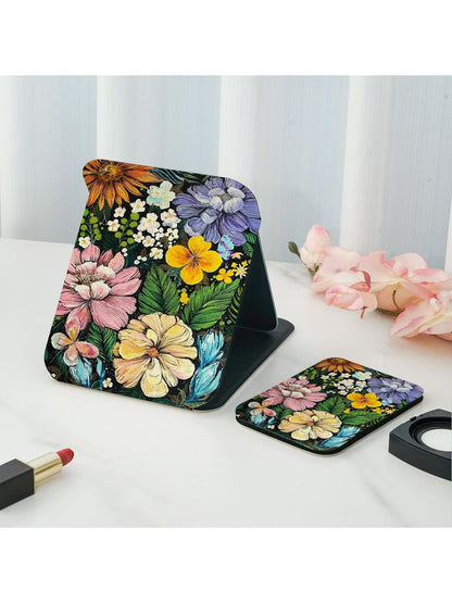 Mirroray - Floral Double-Sided Printed Folding Makeup Mirror