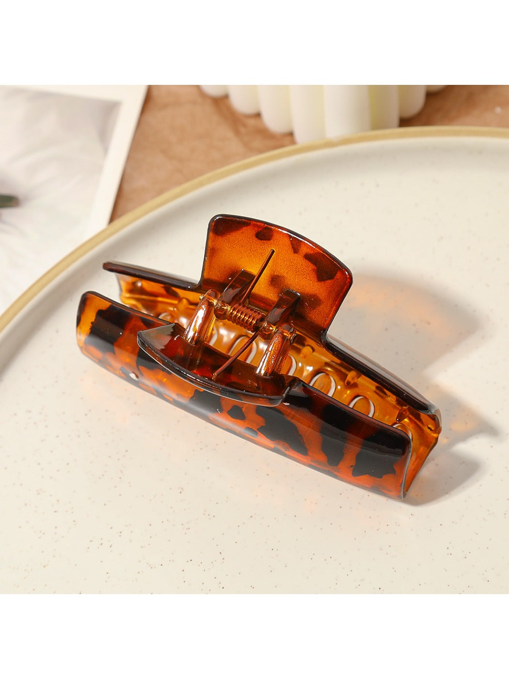 Beau - Leopard Print Square Hair Clip