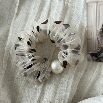 Gifty - Ruffled Leopard Print Sheer Scrunchie