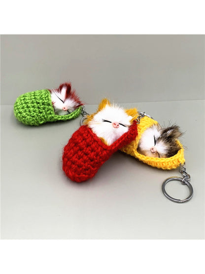 Keypus - Sleeping Cat Shaped Bag Charm Keychain