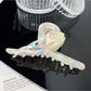 Beau colorful floral hair claw clip shown with packaging box