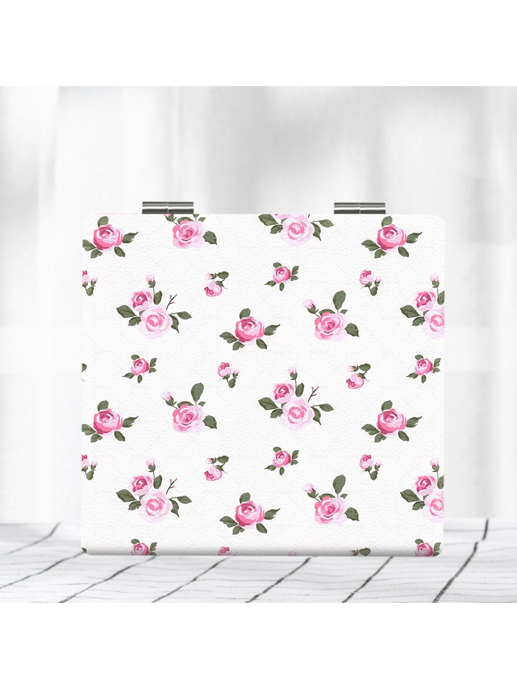 Mirroray - Square Floral Pattern Portable Makeup Mirror