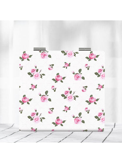 Mirroray - Square Floral Pattern Portable Makeup Mirror