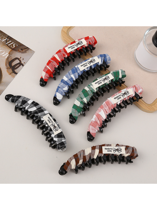 Beau - Retro Plaid Curved Hair Styling Banana Clip