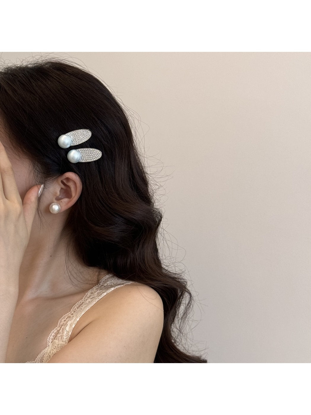 Beau - Geometric Pave Bead Accent Alloy Hair Clip