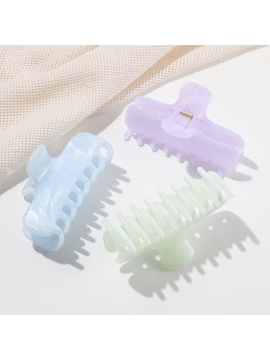 Beau - Marbled Plastic Flat Profile Hair Claw Clip