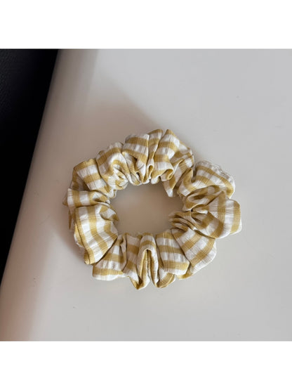 Beau - Plaid Fabric Covered Oval Alloy Hair Clip