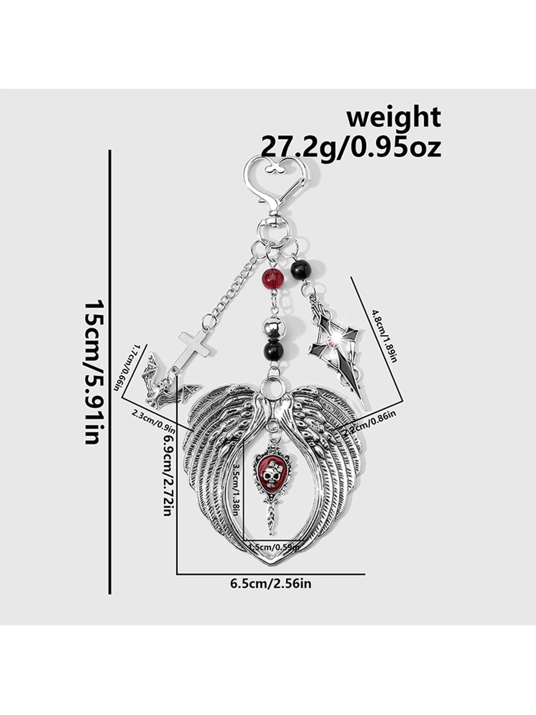 Keypus - Y2K Gothic Bat Coffin Wing Heart Keychain