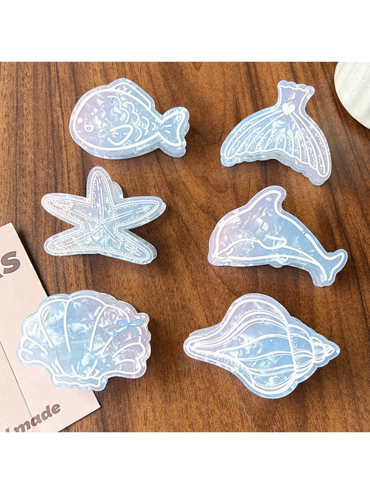 Beau blue ocean style claw clip on white background showing front view
