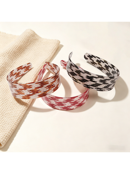 Gifty - Wide Printed Houndstooth Texture Headband