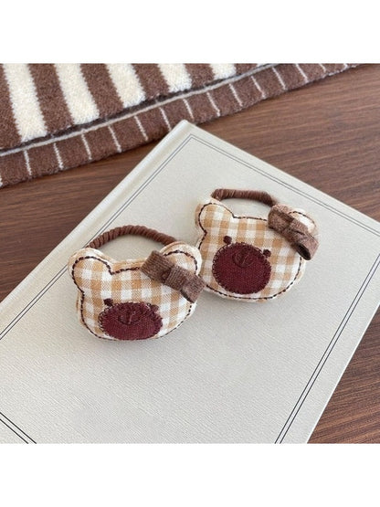 Gifty - Adorable Plaid Bear Hair Tie Set