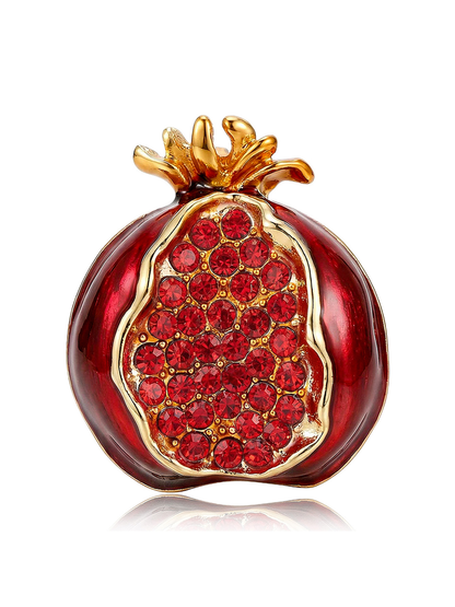 Brovia - Drip Oil Enamel Alloy Pomegranate Brooch