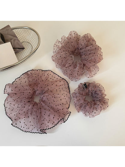 Gifty - Sweet Style Lavender Polka Dot Mesh Scrunchie