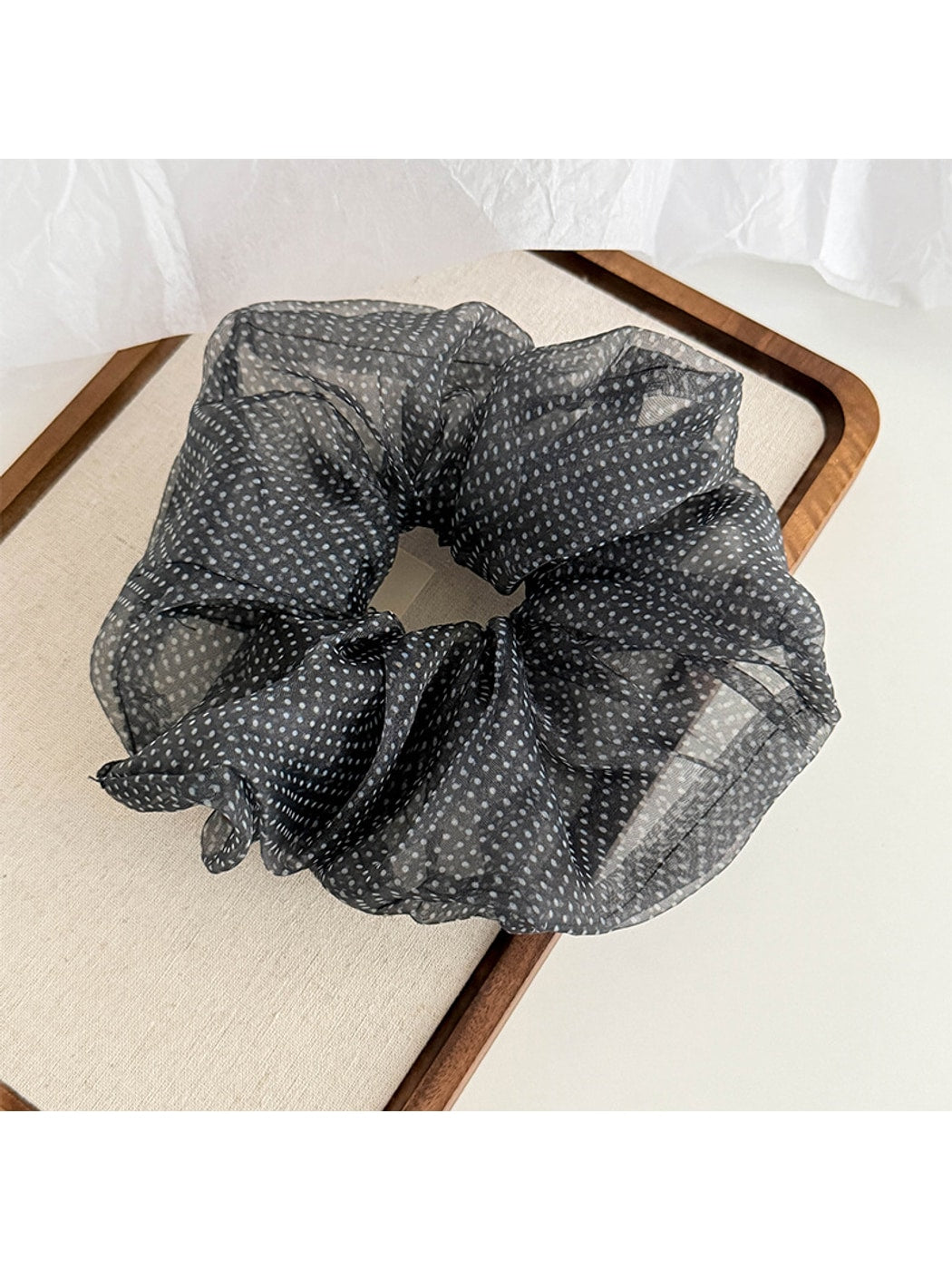 Gifty - Polka Dot Mesh Polyester Fabric Scrunchie
