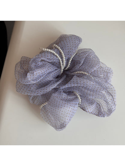 Gifty - Ruffled Polka Dot Sheer Look Scrunchie