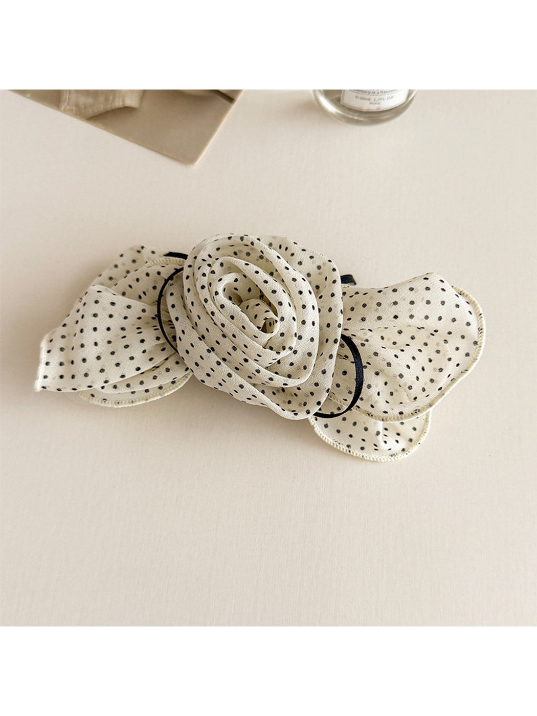 Beau - Polka Dot Rose Mesh Spring Hair Clip