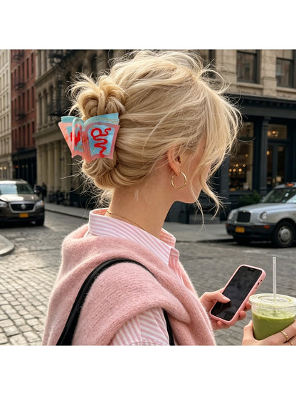 Beau - Printed Book Shape Acetate Hair Claw Clip